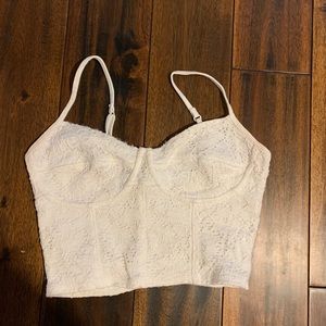 White crochet/lace crop top